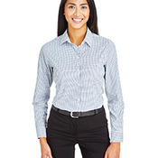 CrownLux Performance® Ladies' Micro Windowpane Woven Shirt