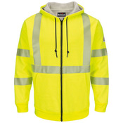 Men's Hi-Visibility Zip-Front Hooded Fleece Sweatshirt with Waffle Lining